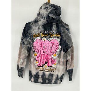 Simply Southern Tie-Dye‎ Hoodie With Daisy & Hot Pink Elephant Graphics S